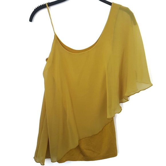 Joyce Leslie Mustard Yellow One Shoulder Top , S - Picture 2 of 5